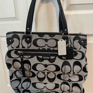 Coach Monogram Black and Gray Tote Bag